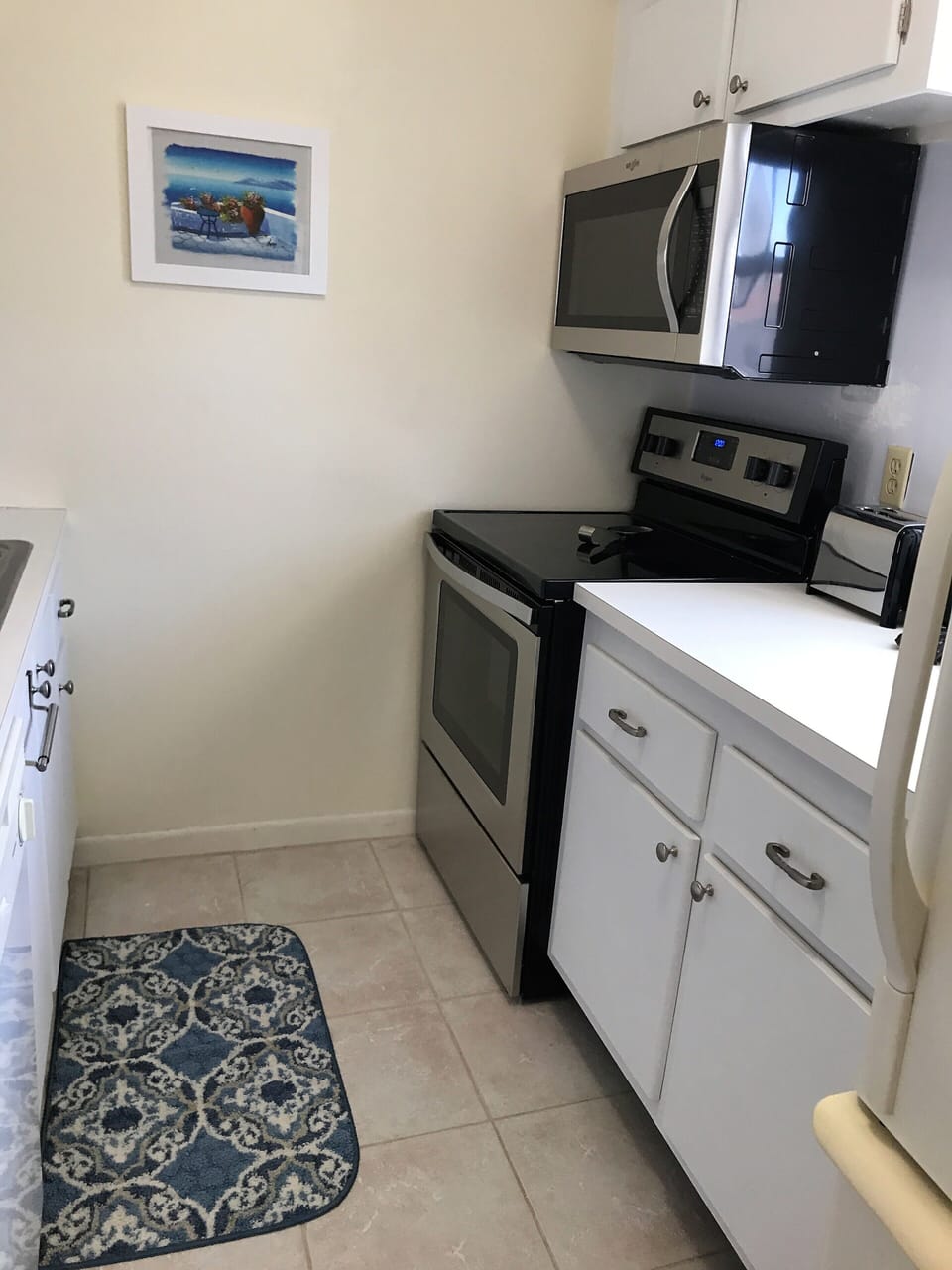 Fully stocked kitchen has a large walk-in pantry closet 