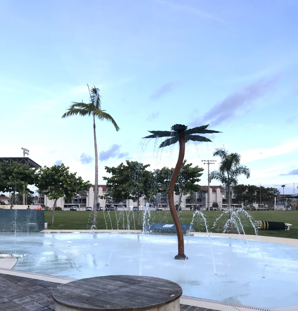 Water play feature also at the Public park directly beside condo complex