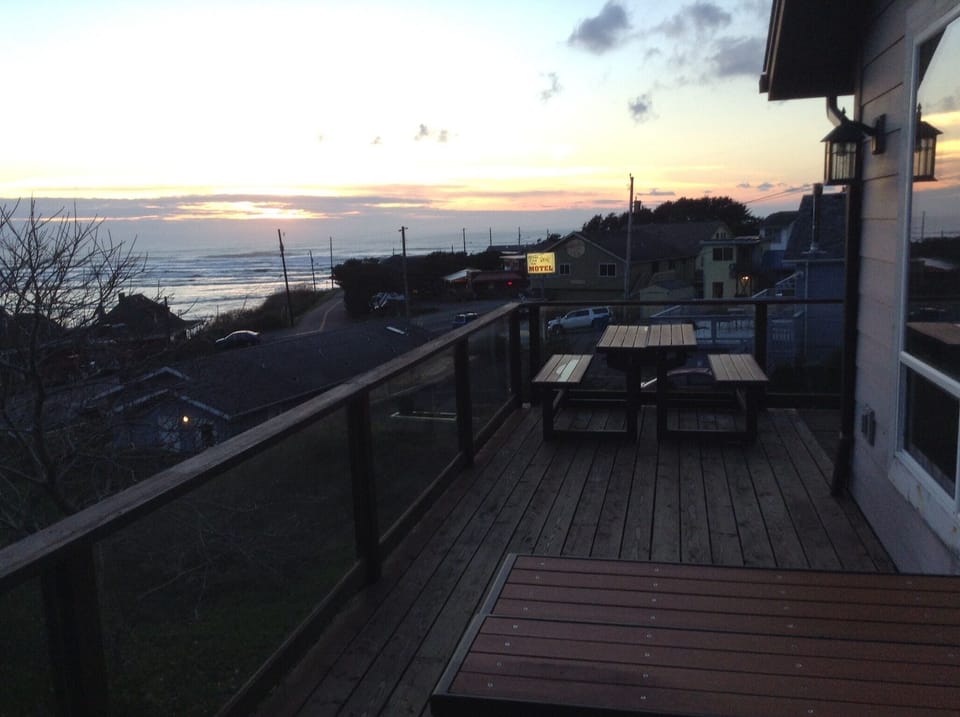 Leisurely enjoy a beverage outside at sunset...