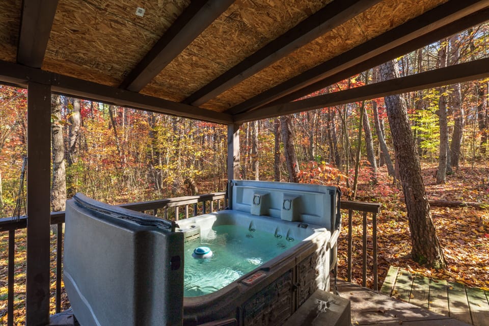 hot tub on front porch