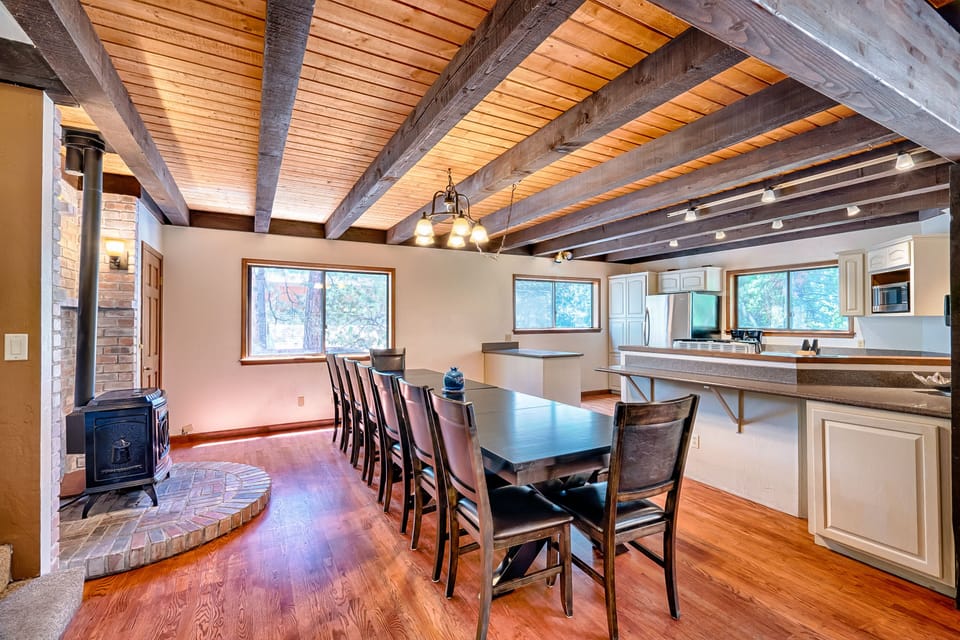 Dining room seats 12 with additional tables & chairs in living  & media rooms