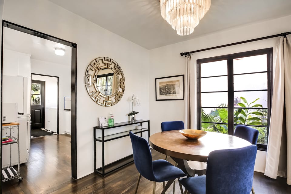 This dining area is a great spot to enjoy your morning coffee or any meal.
