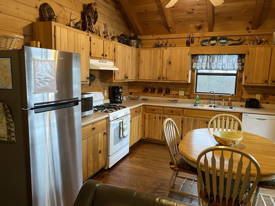 Kitchen with both regular and Keruig coffee makers. 