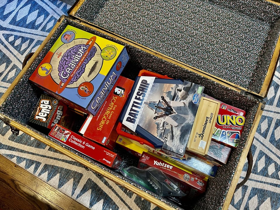 Board games for downtime fun.