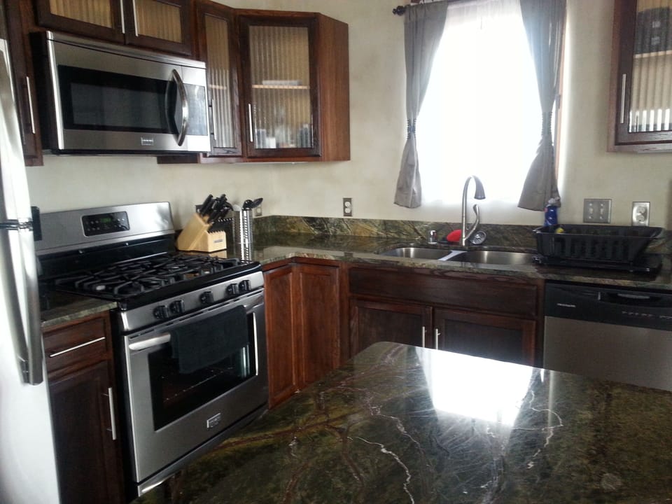 Kitchen and island