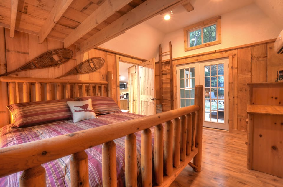 Cozy sleeping space beneath the charming Sky Loft.