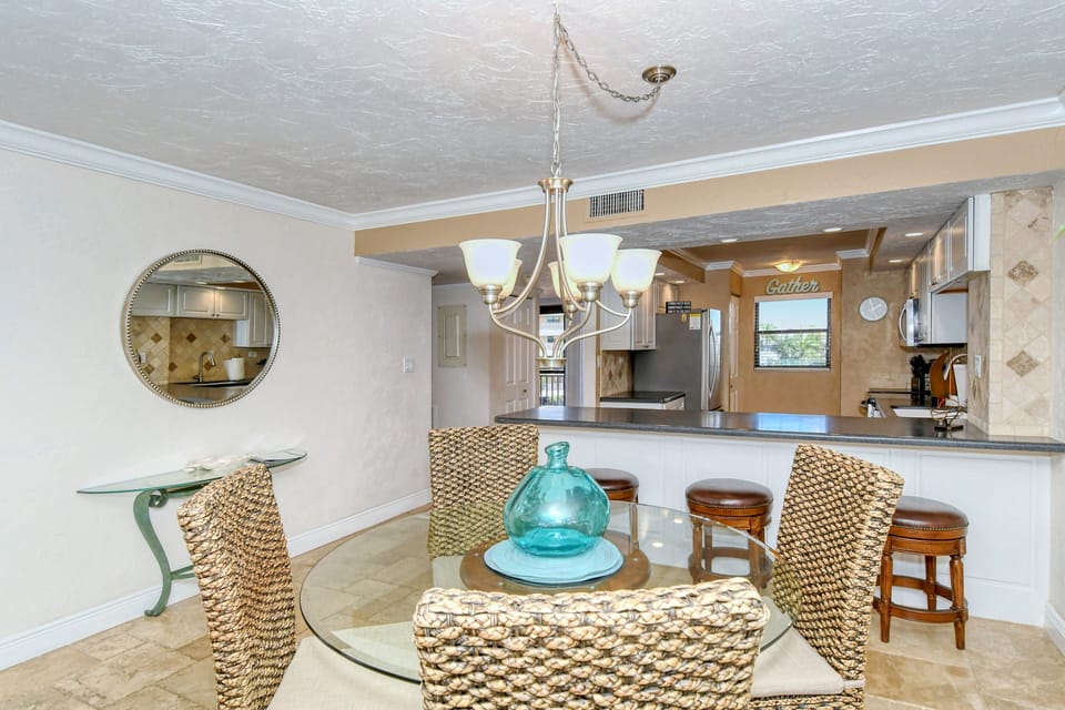 Dining area is right off the open kitchen