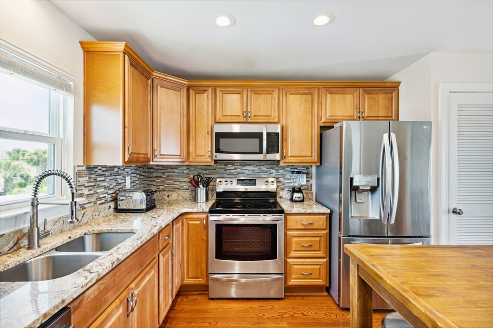Modern, stainless steel appliances