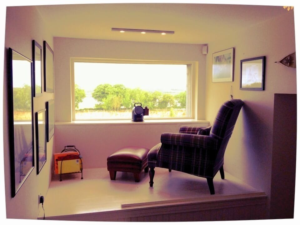 The lookout perch which looks out over the front field to Galway Bay.