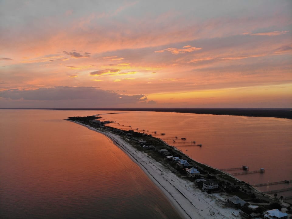 Sunset view of Alligator Point from above the house