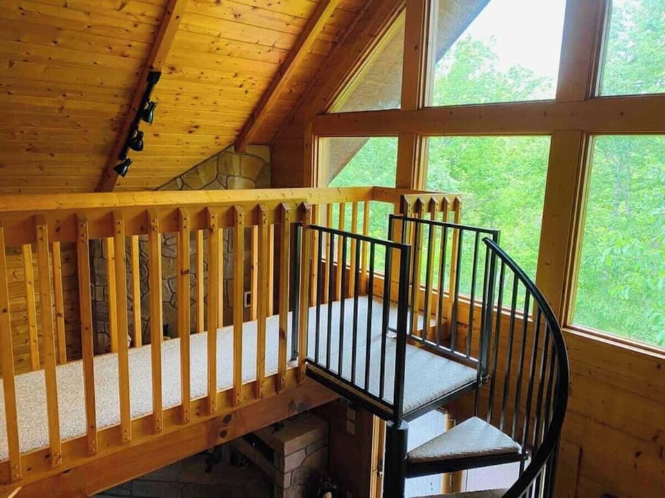 Let the mountain light pour in through large windows with scenic views.
