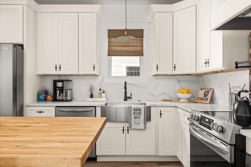 Well equipped kitchen, open to dining & living areas..