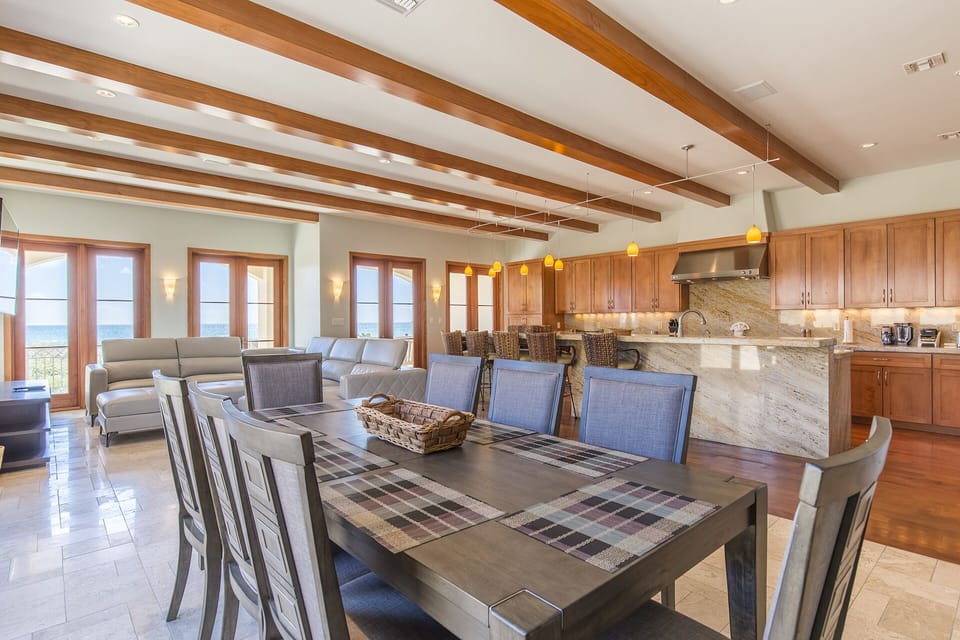 Elegant kitchen, living, and dining area! Huge Space for guests to relax, play, and eat!