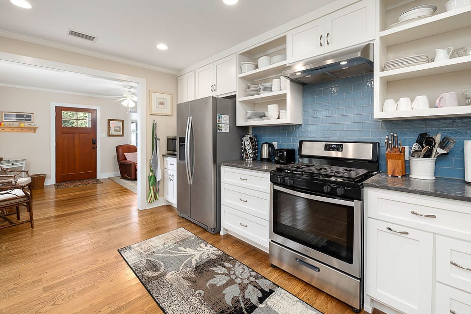 View of kitchen and front door