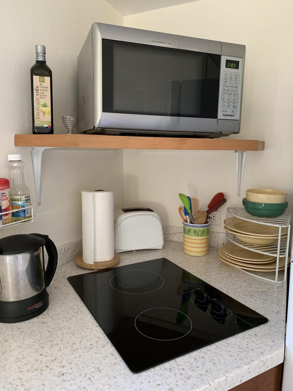 2 burner glass cooktop and microwave/oven