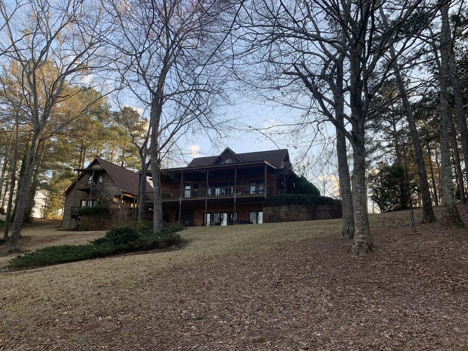 Looking up at the house from the lake