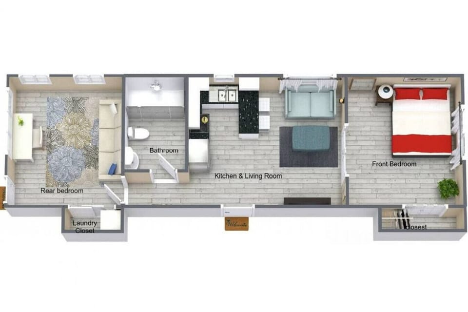 Get a clear layout of the space before you arrive. Plenty of room to relax and enjoy!