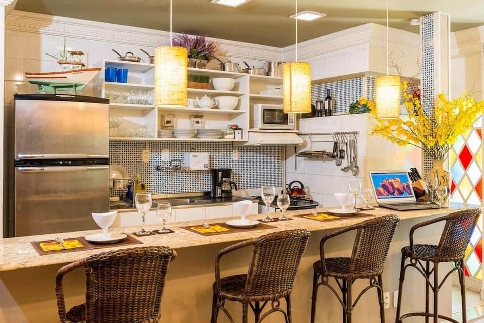 The kitchen with the dining island