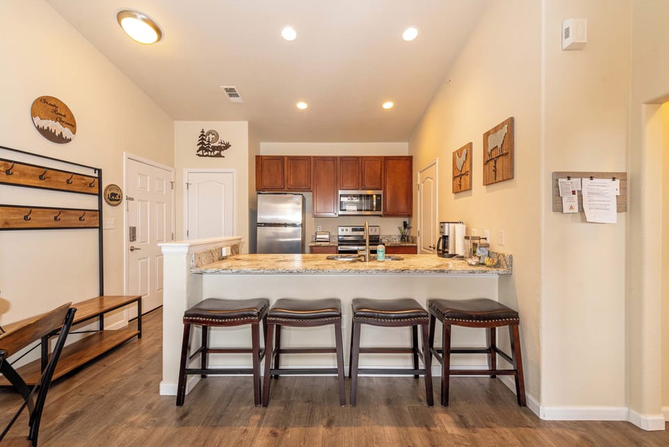 Feel right at home in our well-stocked kitchen