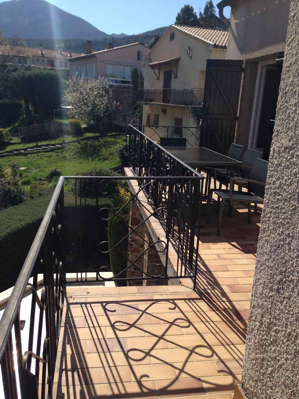 Wrap around upstairs terrace with various places to sit/ eat/ relax or sunbathe