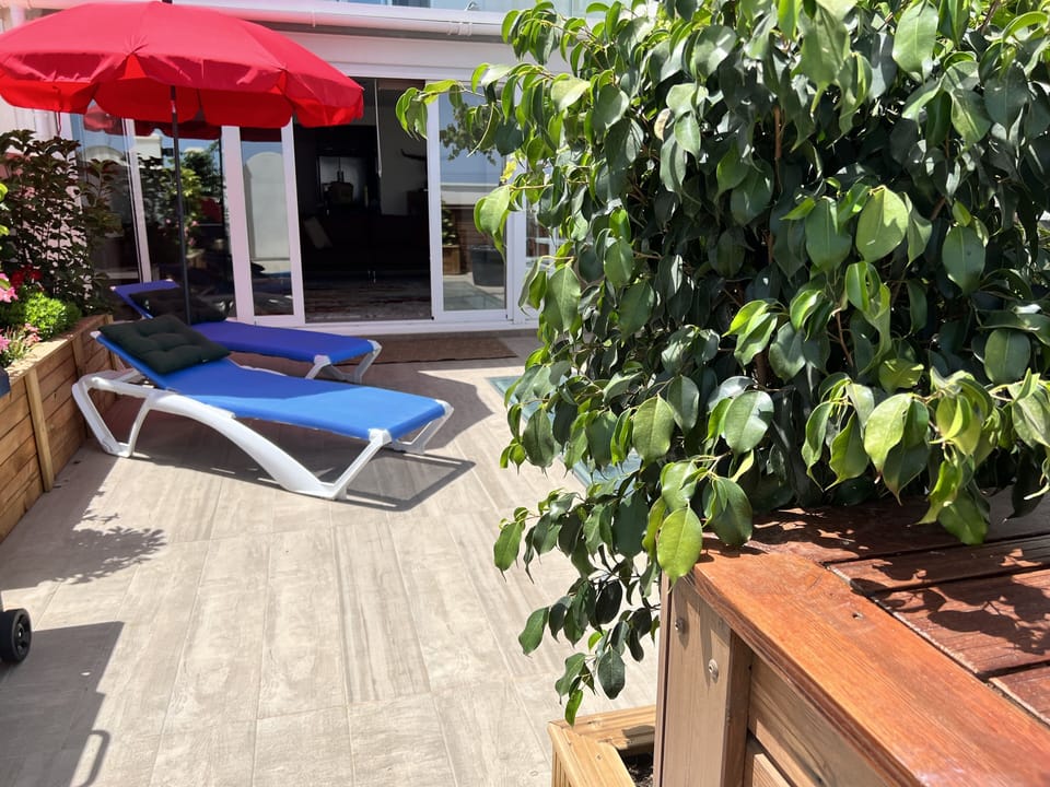 The floor level patio.