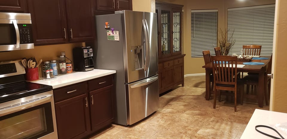 large kitchen and dining nook