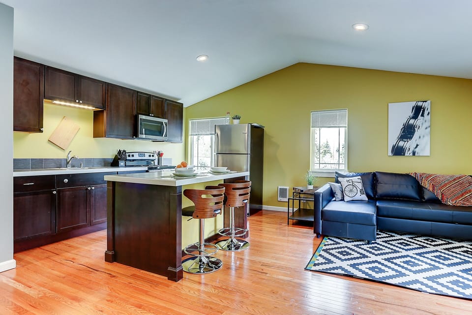 Modern Kitchen and Living Space.
