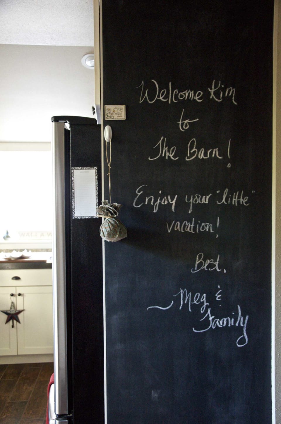 A fun chalkboard to write notes and  check out events  