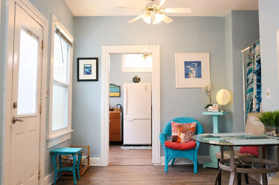 From the entryway into the kitchen.