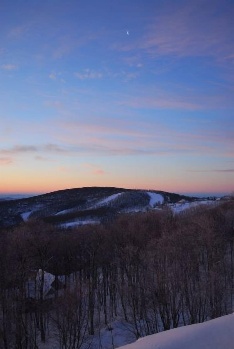 Evening descends over the slopes as seen from the condo.