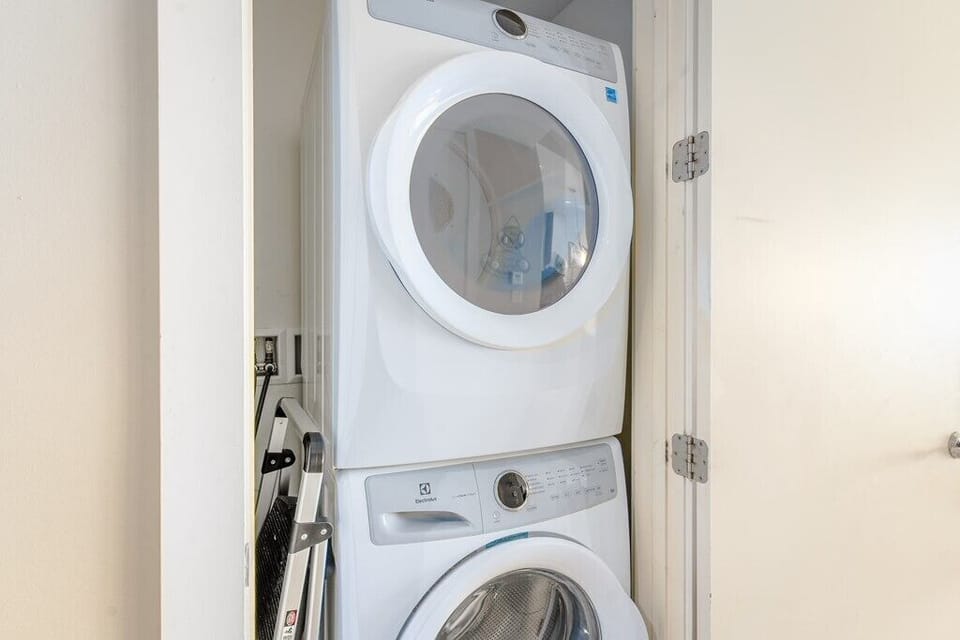 Stackable washer and dryer for your use!  