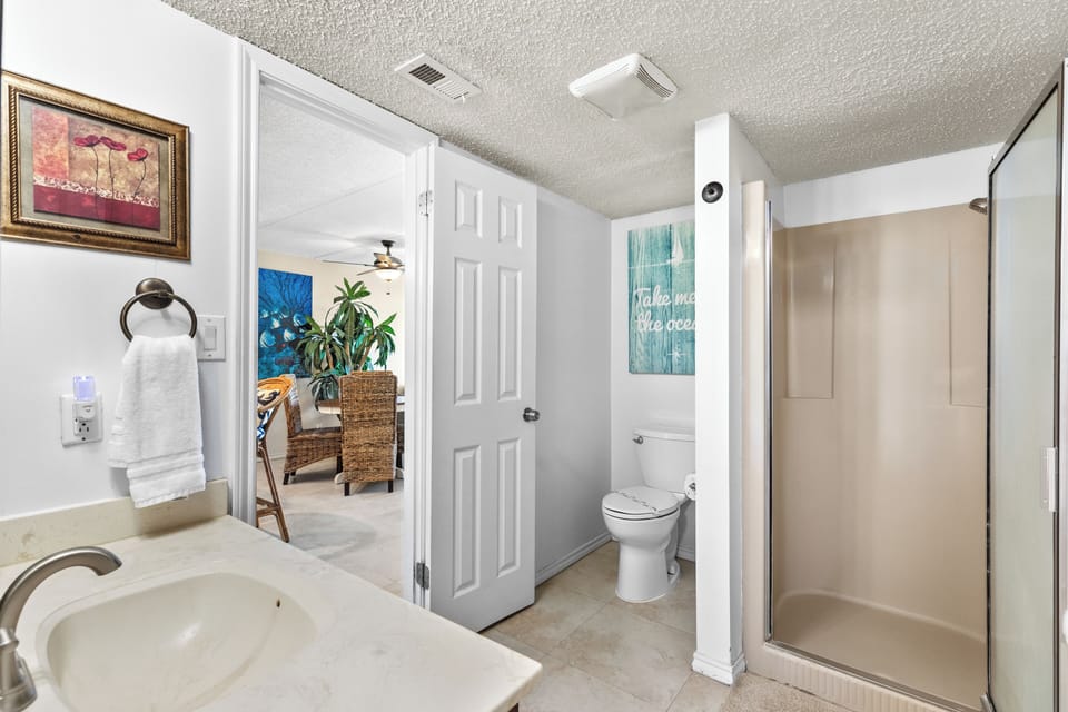 The Guest Bathroom Features a Shower