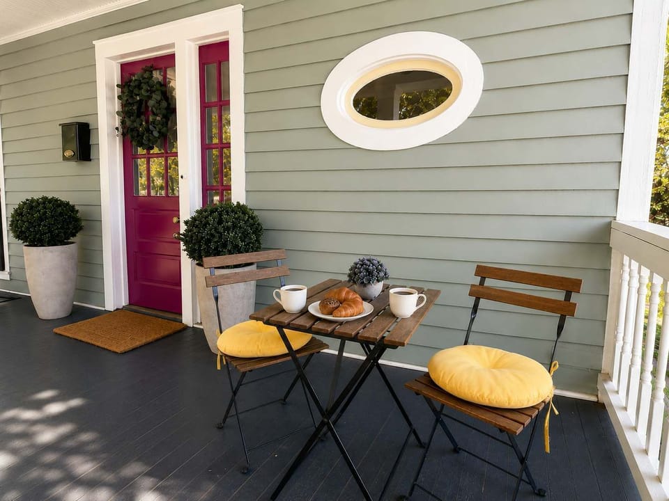 Cafe seating- perfect for coffee and pastries on a beautiful morning