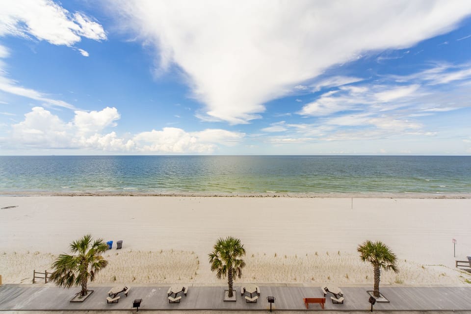 View of the Gulf from our front door on common balcony.