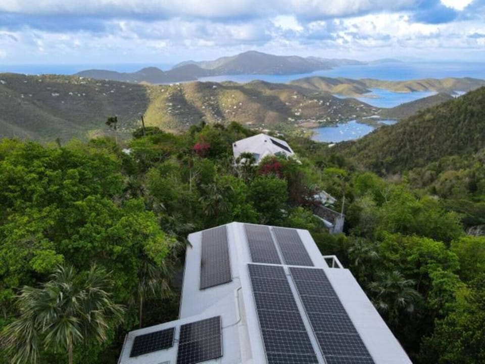 Eco-conscious Vela Vista sits high atop Bordeaux Mountain, with 48 solar panels and 3 Tesla power-walls (also backup grid-tied)