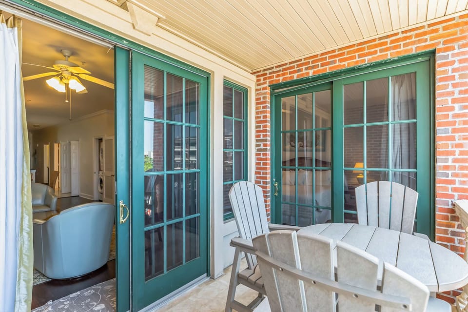 Balcony entrance from living room or Master bedroom. Overlooks Peddlers Pavilion