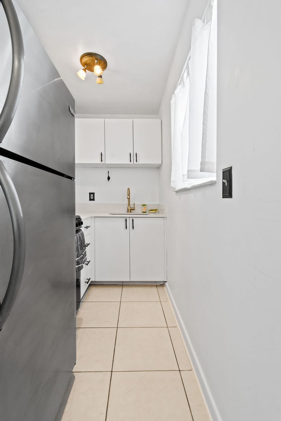 Galley kitchen.
