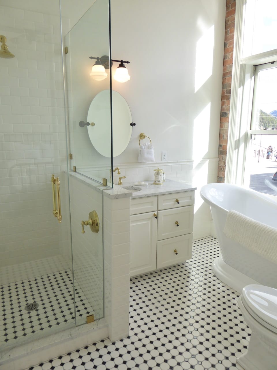 Beautiful master bathroom with deep slipper tub and walk-in shower.