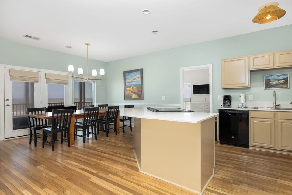 Your kitchen flows seamlessly into your dining room