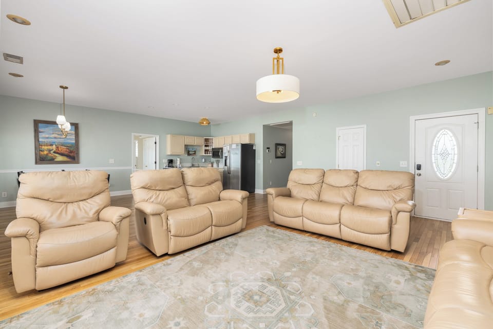 Your comfortable living room is ready for large families
