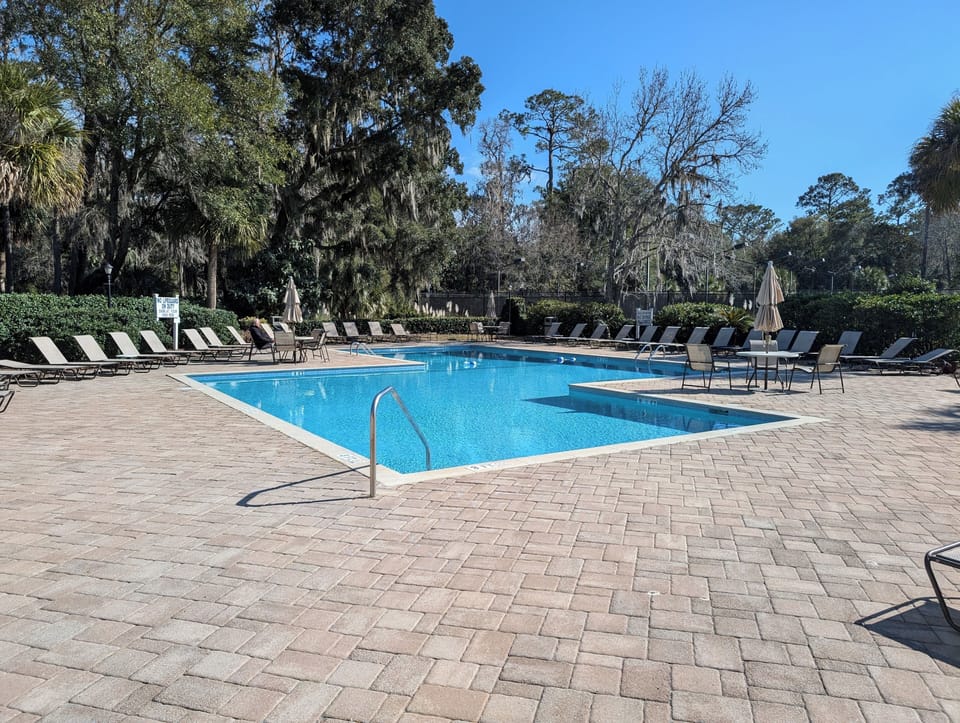 Evian pool area, 500 ft from condo