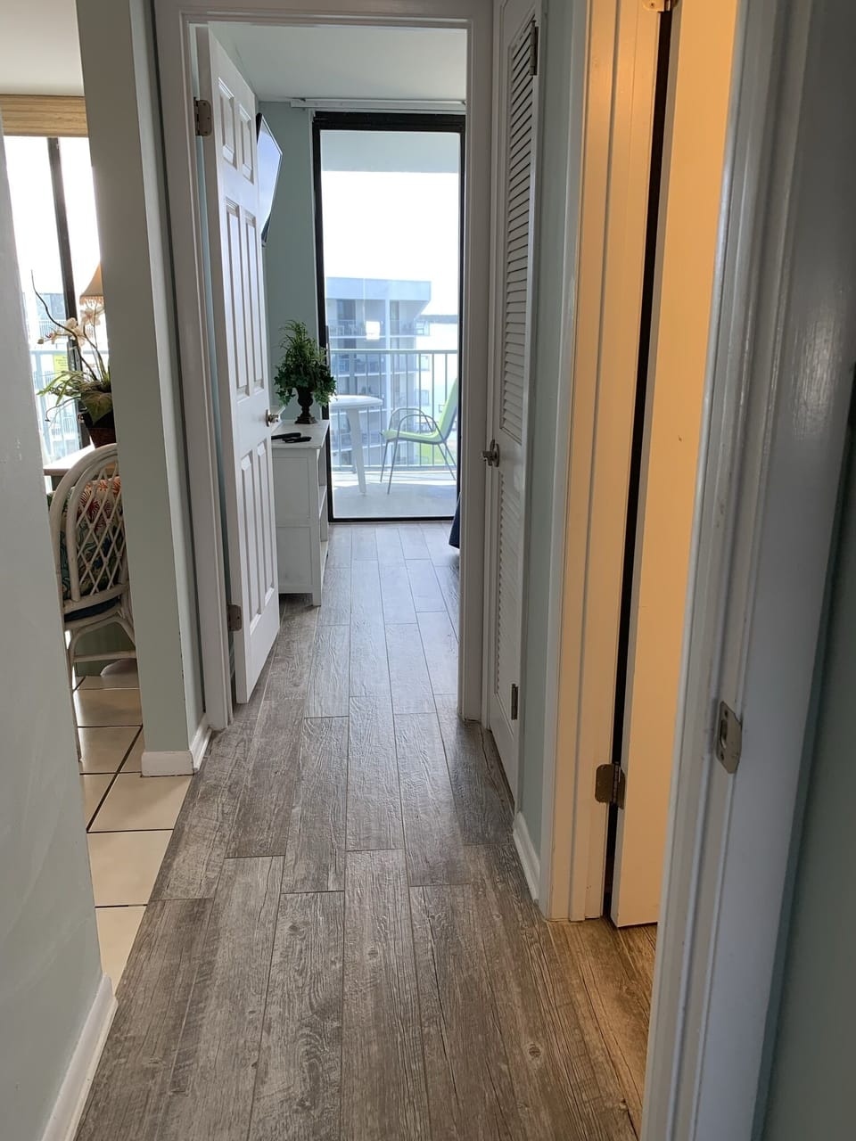down the bedroom hall...
