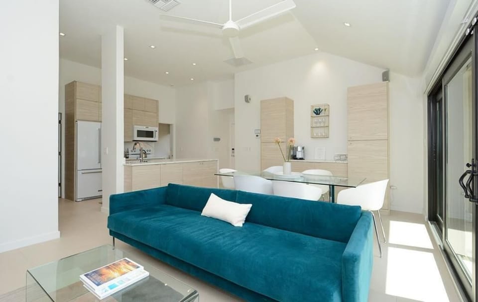 Open layout with cozy living area 