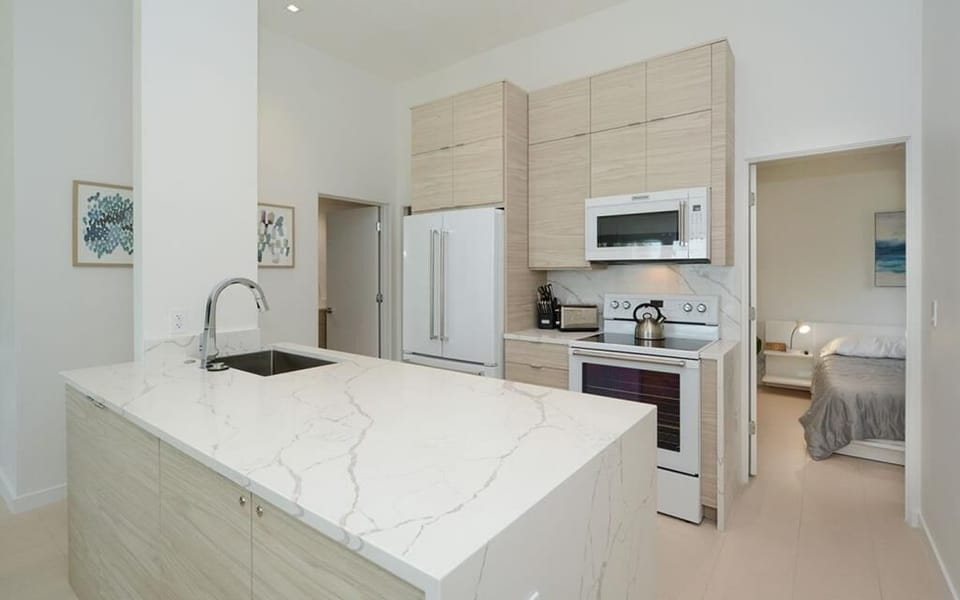 Fully equipped kitchen with gorgeous marble top