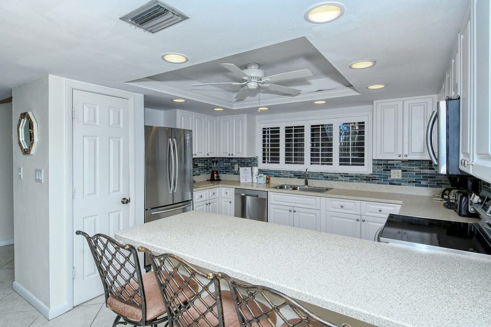 Bar stools at kitchen counter 