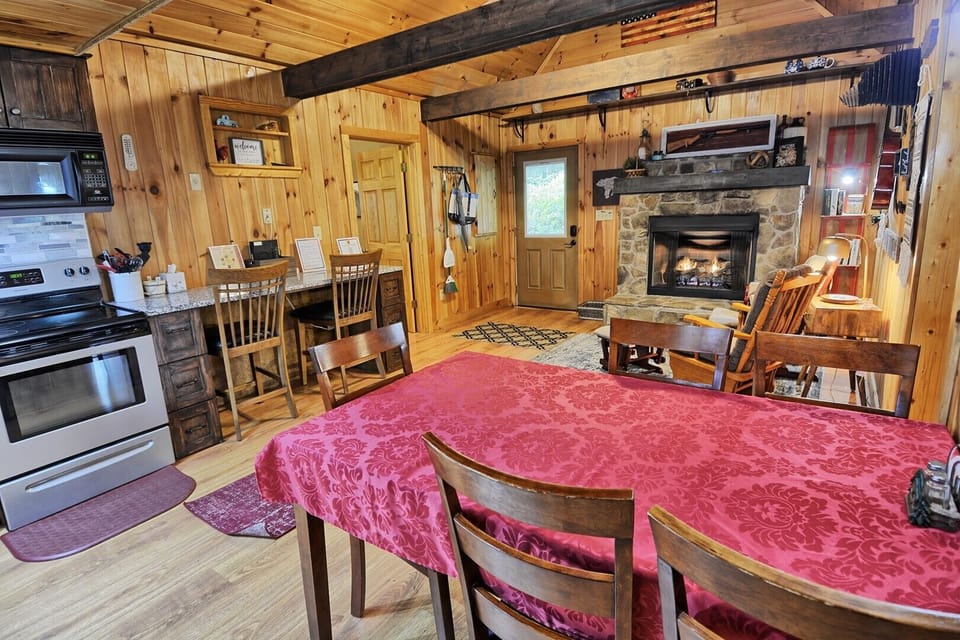 Kitchen, Dining, Gas Fireplace and sitting area
