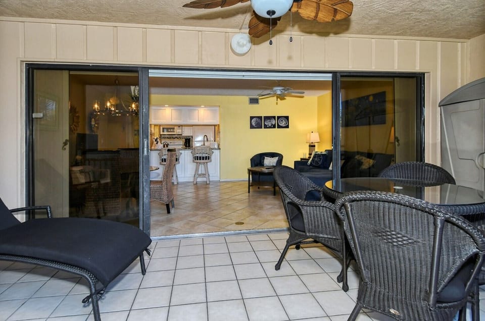 Looking into living, dining and kitchen area