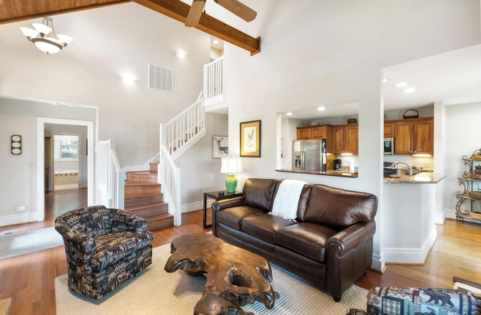 Living Room---Lovely New Furnishing, Stairway to Upper Floor