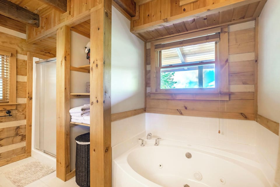 Primary Bathroom - Main Floor - Whirlpool Tub and Shower Stall