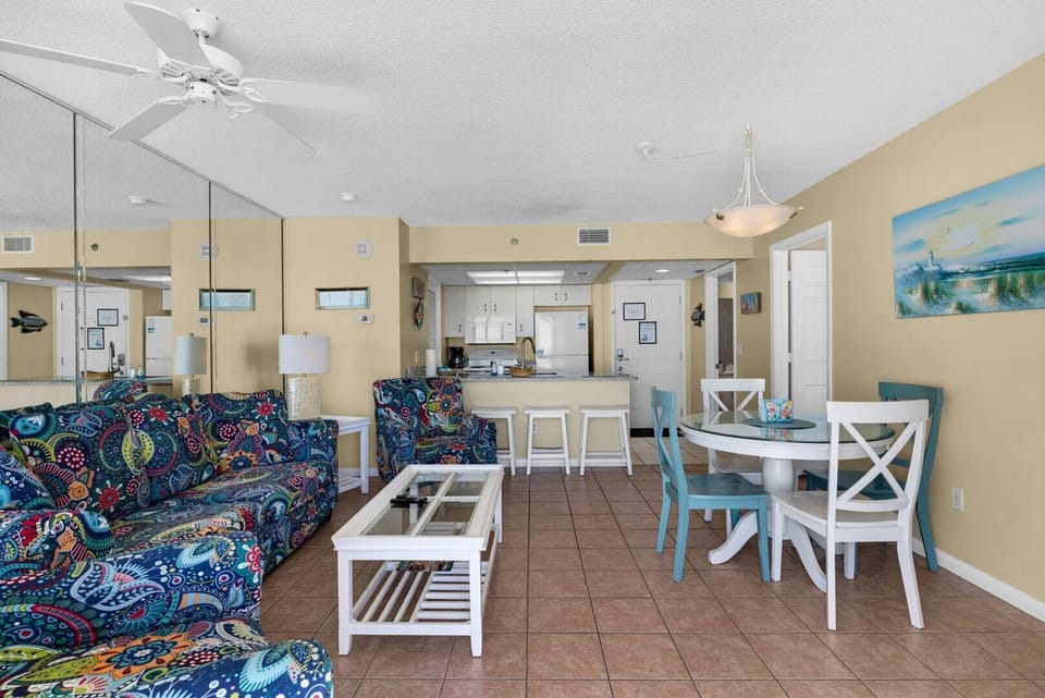 Living room and dining area